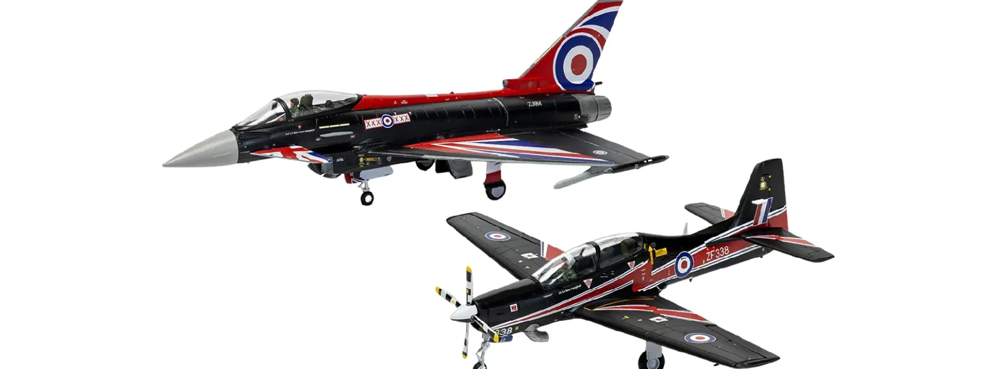 Airfix A40003 Eurofighter Typhoon FGR.4 mit Shorts Tucano T.1 | Twin Pack | Flugzeug Bausatz 1:72