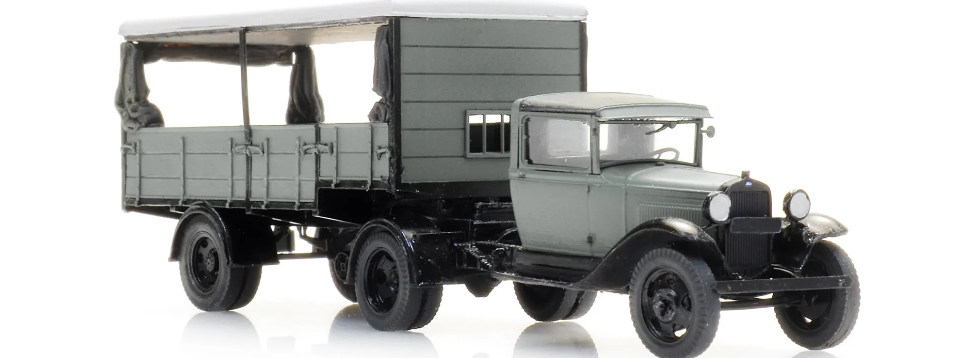 Artitec 387.664 Ford Model AA mit Sattelauflieger - grau | LKW-Modell 1:87