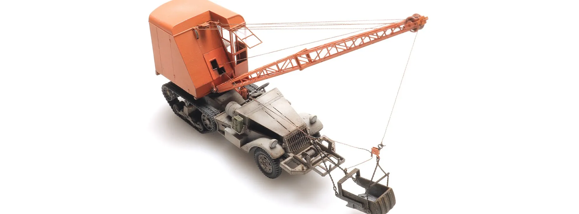 Artitec 316.100 Halbkettenfahrzeug mit Schürfkübelbagger | Baumaschinenmodell 1:160