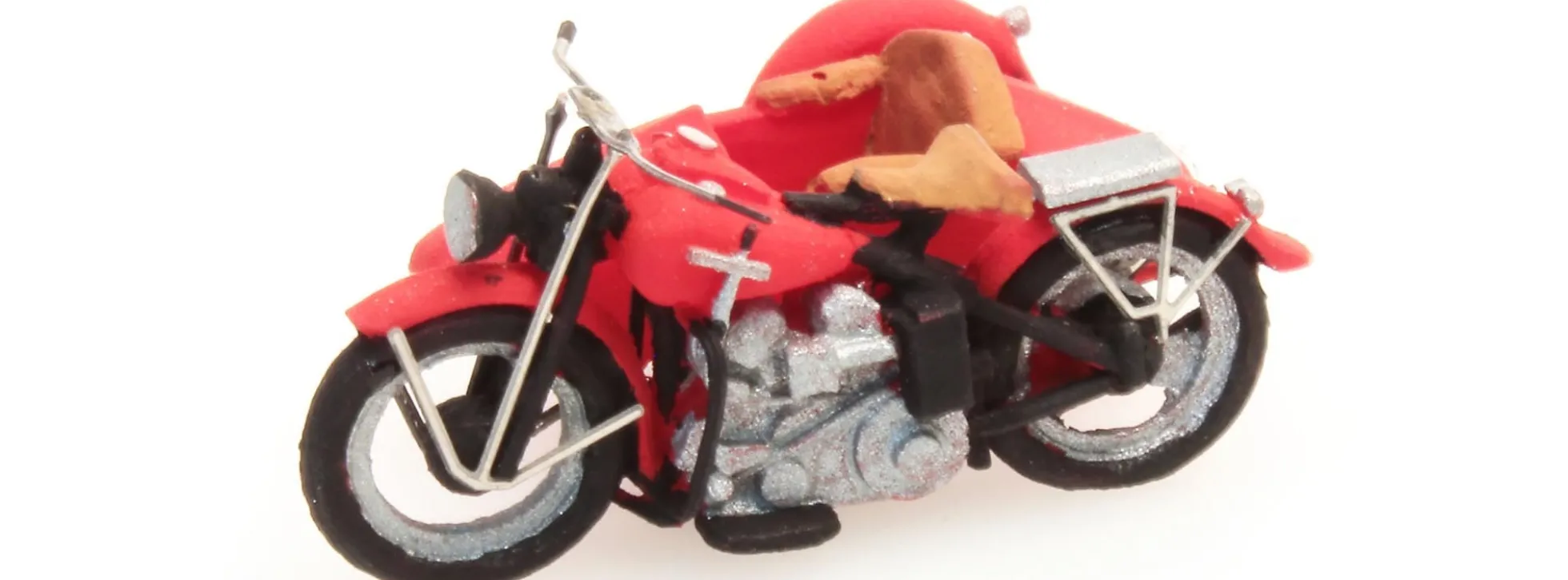 Artitec 387.29 Harley Davidson WLA Liberator mit Beiwagen rot | Motorradmodell 1:87