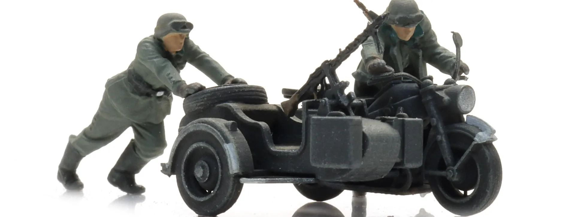 Artitec 6870750 Panne Zündapp mit Beiwagen + 2 Figuren | Militärmodell 1:87