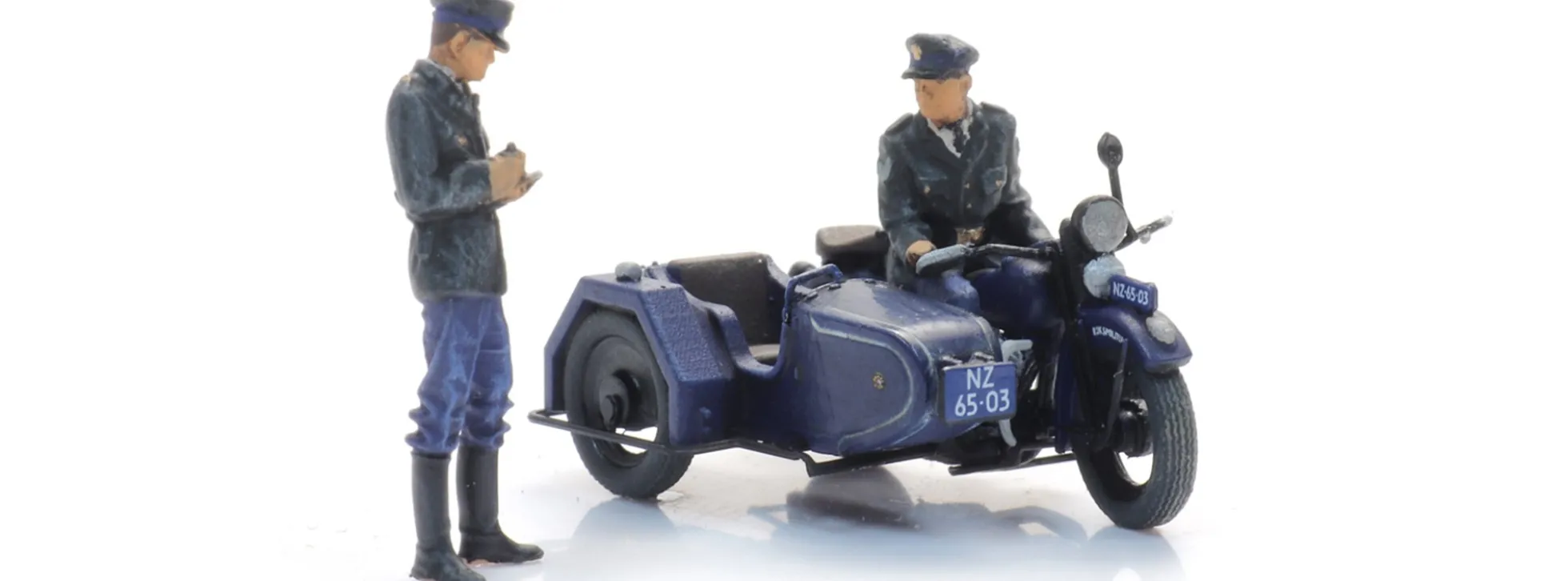 Artitec 10.422 Reichspolizeimotorrad mit Beiwagen + 2 Figuren | Motorrad Bausatz 1:87