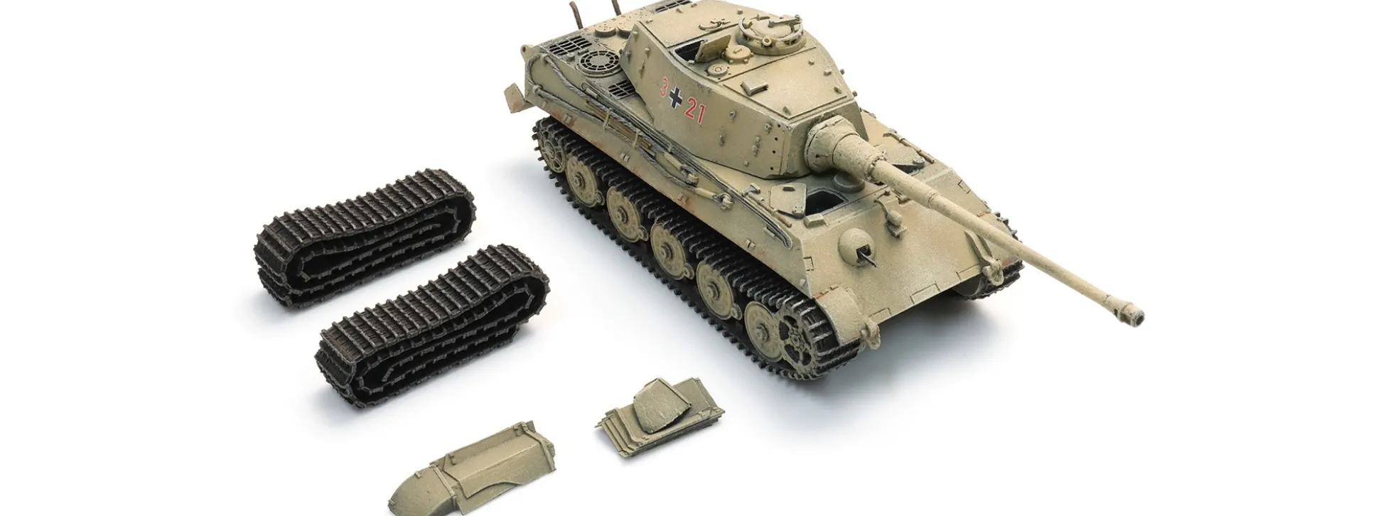 Artitec 6870651 Tiger II Eisenbahntransport gelb | Militärmodell 1:87