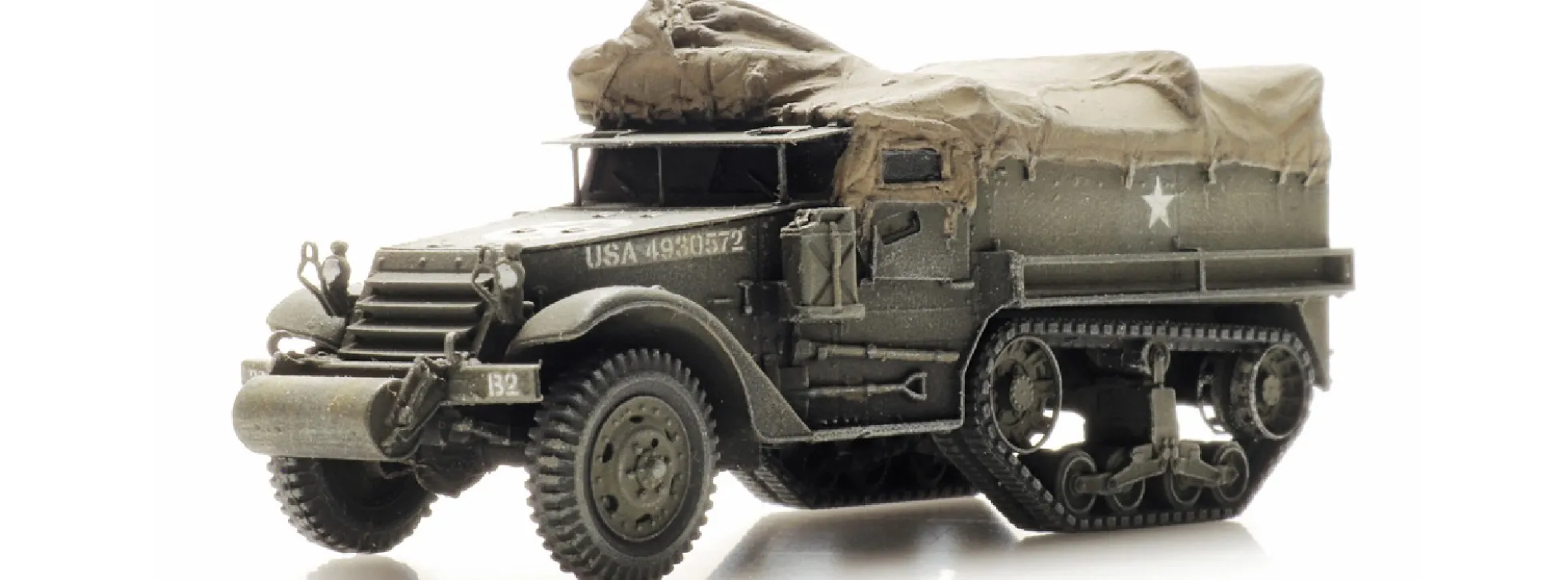 Artitec 6870439 US M3A1 Mannschaftstransport-Halbkette Eisenbahntransport | Militärmodell 1:87