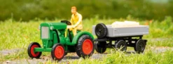 Auhagen 44659 Deutz-Schlepper F1M414 mit Anhänger | Agrarmodell Bausatz Spur N