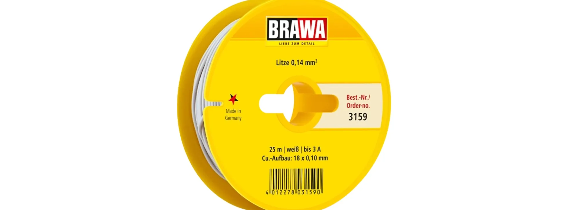 BRAWA 3159 Schaltlitze | 0,14 mm² | 25 m Abrollspule | weiß