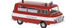 BREKINA 30052 Barkas B 1000 Bus rot/weiß Feuerwehr | Blaulichtmodell 1:87