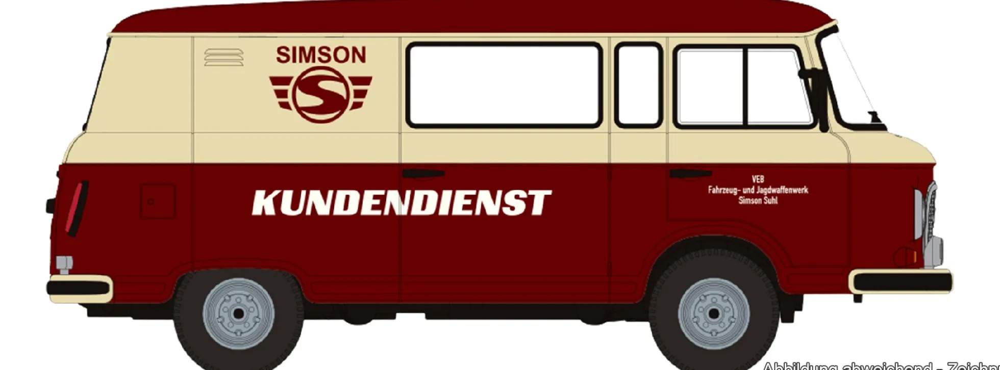BREKINA 30229 Barkas B 1000 Halbbus 1980 - Simson Kundendienst | Modellauto 1:87