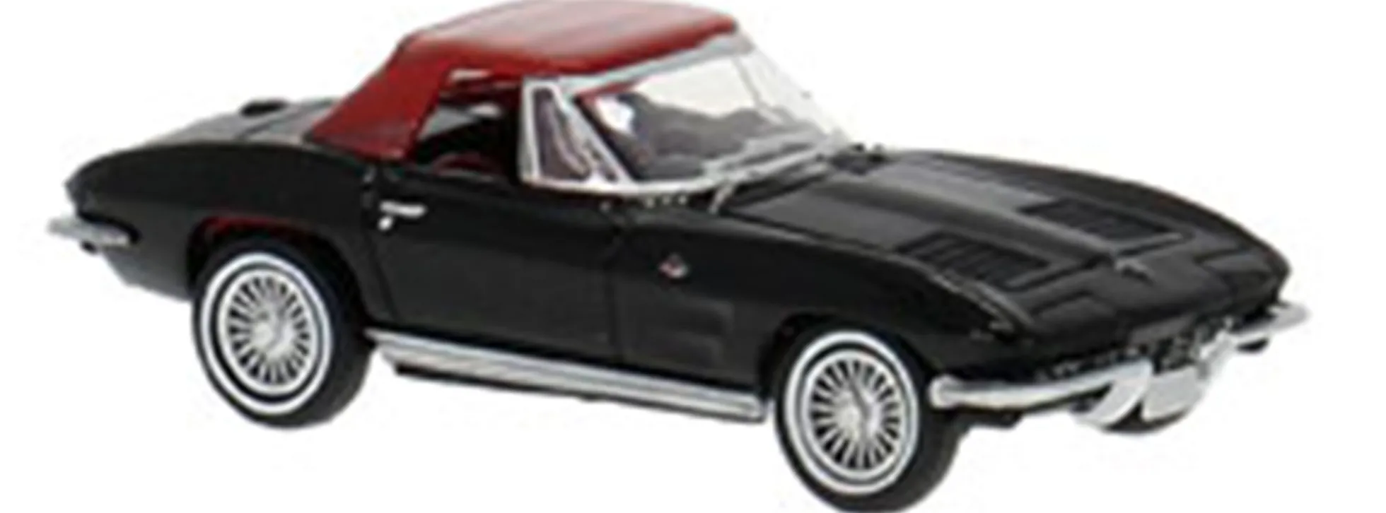 BREKINA 18025 Chevrolet Corvette C2 Cabrio geschlossen - schwarz | Modellauto 1:87