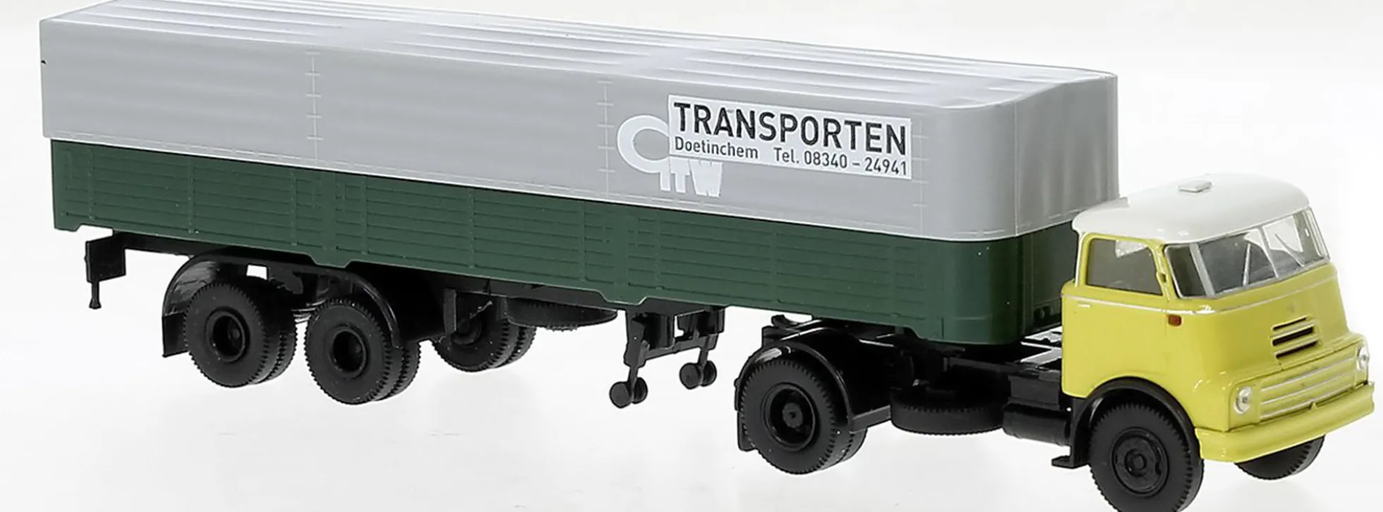 BREKINA 85236 DAF DO2000 PritschePlaneSattelzug Geldersche Tramwegen 1957 LKW-Modell 1:87