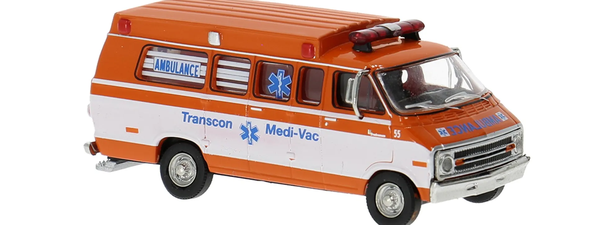 BREKINA 18305 Dodge B 200 Ambulance Transcon | Blaulichtmodell 1:87