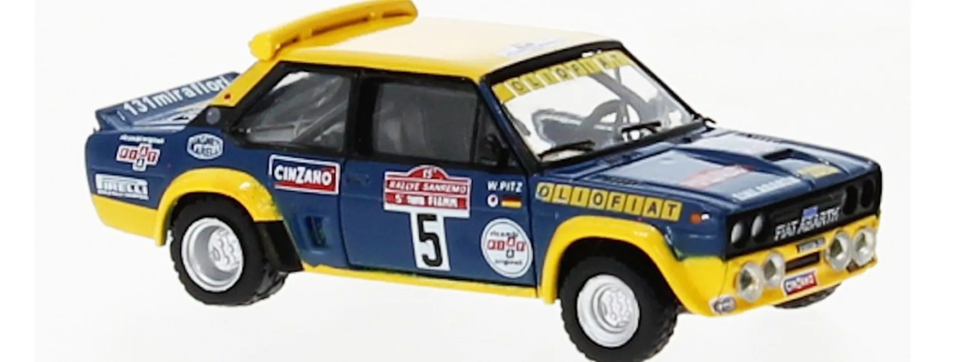 BREKINA 22658 Fiat 131 Abarth Olio Fiat Rallye San Remo Walter Röhrl No5 1977 Automodell 1:87