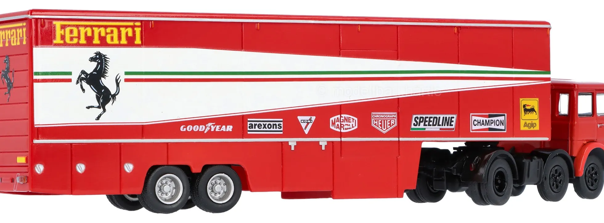 BREKINA 58575 Fiat 691T Renntransporter mit 2 Ferrari 312 T2 + Figuren 1977 | LKW-Modell 1:87