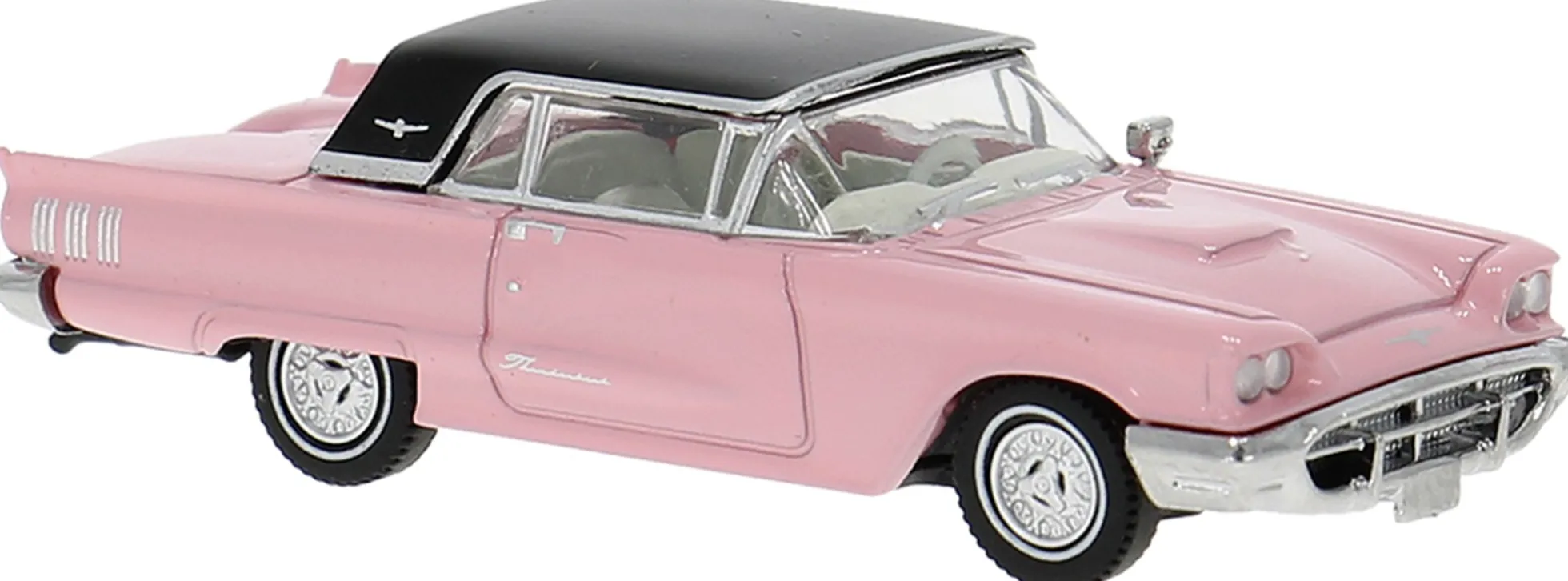 BREKINA 18202 Ford Thunderbird Cabrio mit Hardtop rosa/schwarz 1960 | Modellauto 1:87