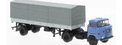 BREKINA 71206 IFA W50 Pritsche-Planen-Sattelzug neutral blau 1965 LKW-Modell 1:87