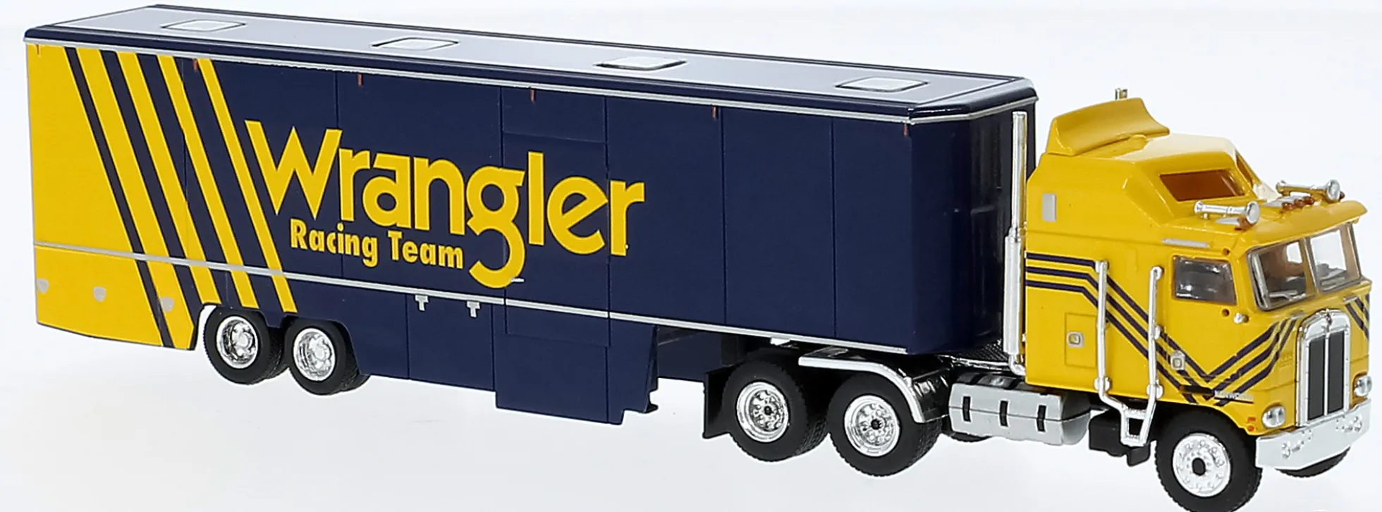 BREKINA 85737 Kenworth K100 Aerodyne Renntransportersattelzug WRANGLER Racing Team LKW 1:87