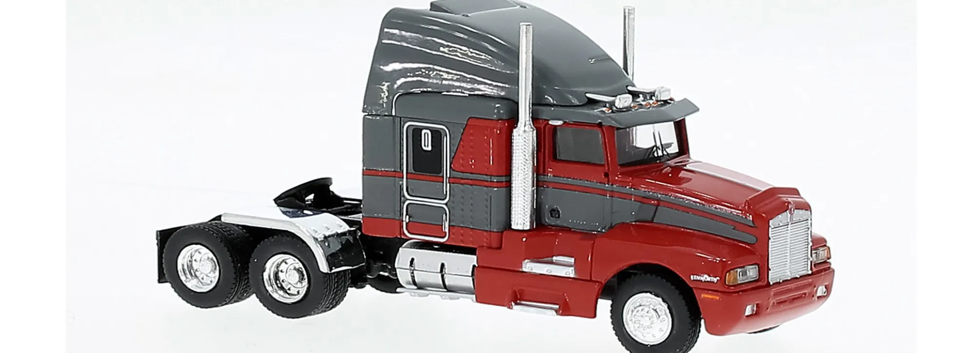 BREKINA 85933 Kenworth T600 Solozugmaschine 3achs 1984 grau rot LKW-Modell 1:87