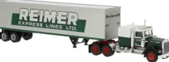 BREKINA 86258 Kenworth W900 Koffersattelzug grün/weiß Reimers | LKW-Modell 1:87