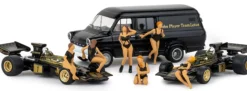 BREKINA 22889 Lotus 72 mit 2 Formel1 Autos PRGirls und Servicetransporter John Player Team Set 1:87