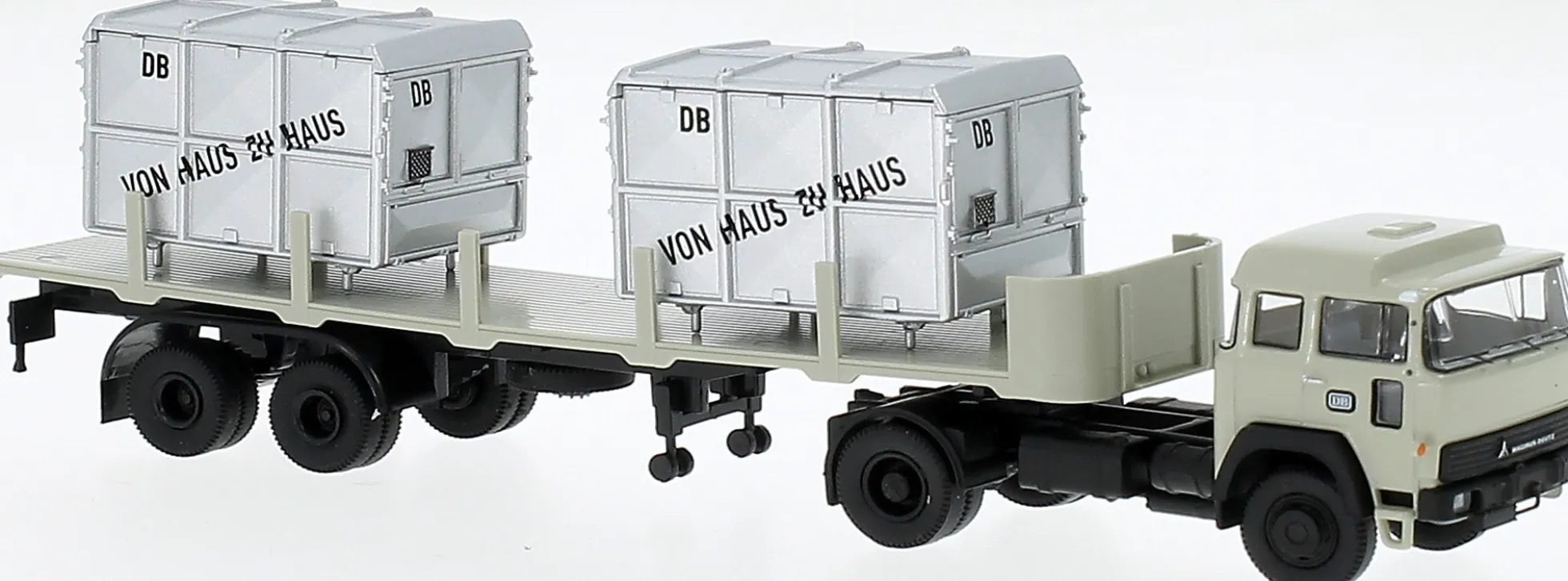 BREKINA 83288 Magirus 310 D16 Rungensattelzug DB Ladegut von Haus zu Haus Containern LKW-Modell 1:87