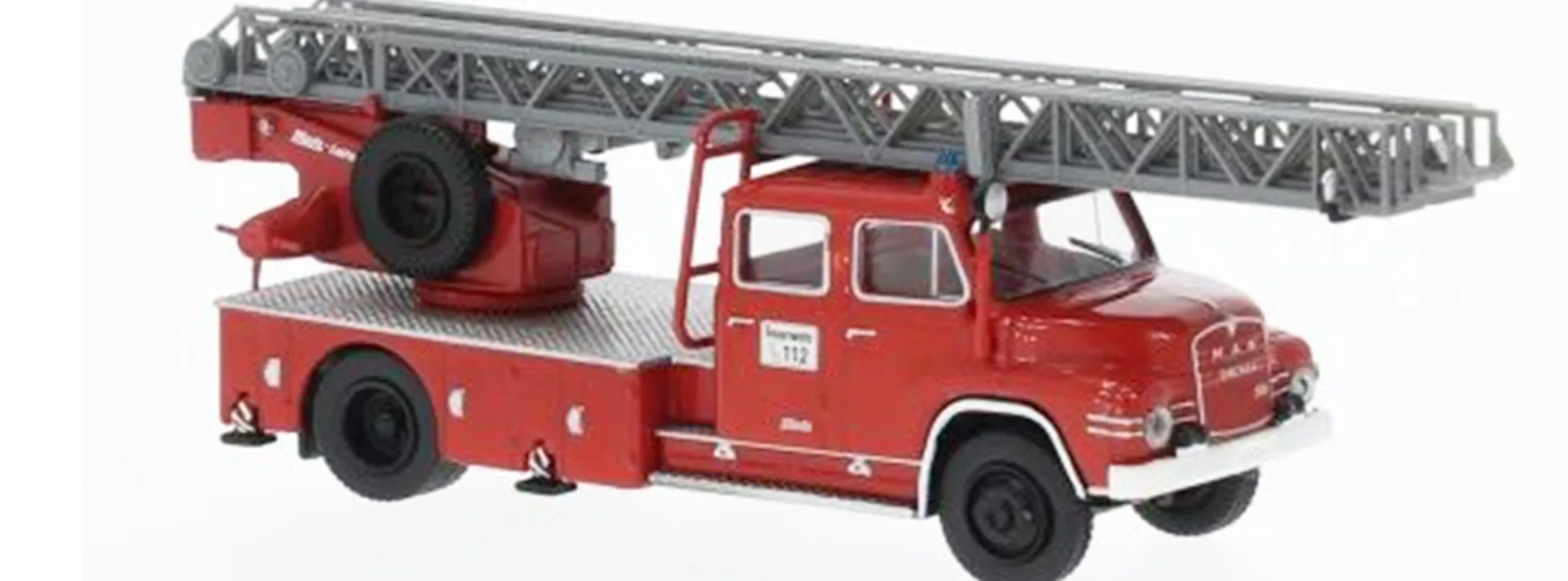 BREKINA 45161 MAN 520H Drehleiter 30 Feuerwehr neutral rot weiss 1967 Blaulichtmodell 1:87