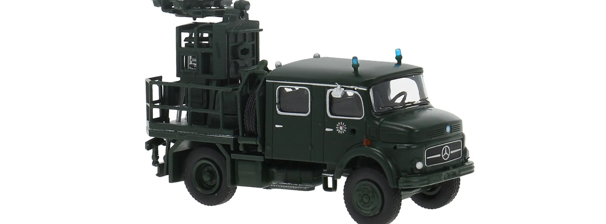 BREKINA 47192 Mercedes-Benz LA911 Lichtmastwagen Polizei tannengrün Polizei Hamburg | Blaulichtmodel