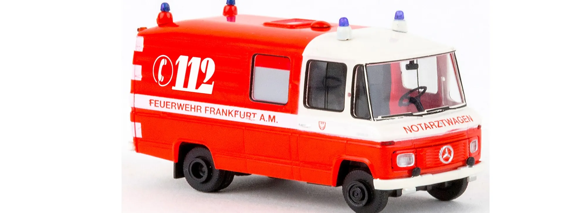 BREKINA 36934 Mercedes-Benz L508 RTW Feuerwehr Frankfurt 1970 Blaulichtmodell 1:87