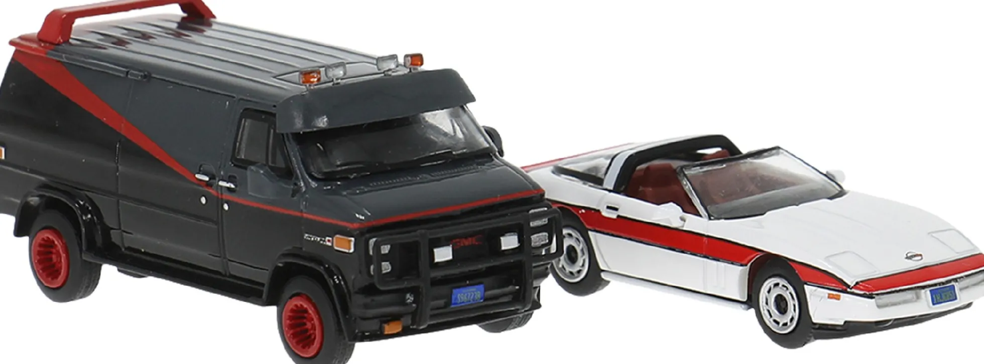 BREKINA 90501 2-tlg. Set GMC Vandura und Corvette C4 schwarz/weiß | Modellauto 1:87