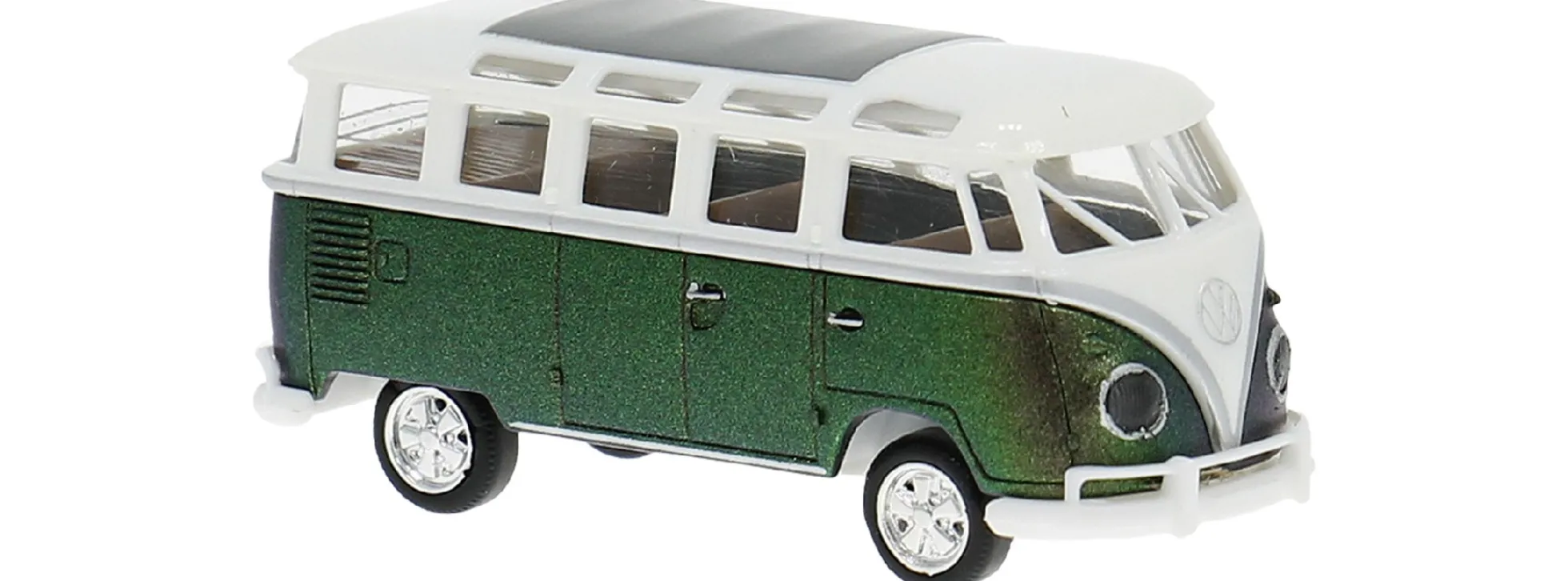 BREKINA 31858 VW T1b Samba weiß/dunkelgrün | Modellauto 1:87