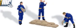 BUSCH 99633 Action-Set Hochwasserschutz THW-Einsatzkräfte | MC-Vedes | Figuren-Set Spur H0
