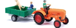 BUSCH 50052 Allgaier A 111 L mit Einachsanhänger und Figuren 1955 | Traktormodell 1:87