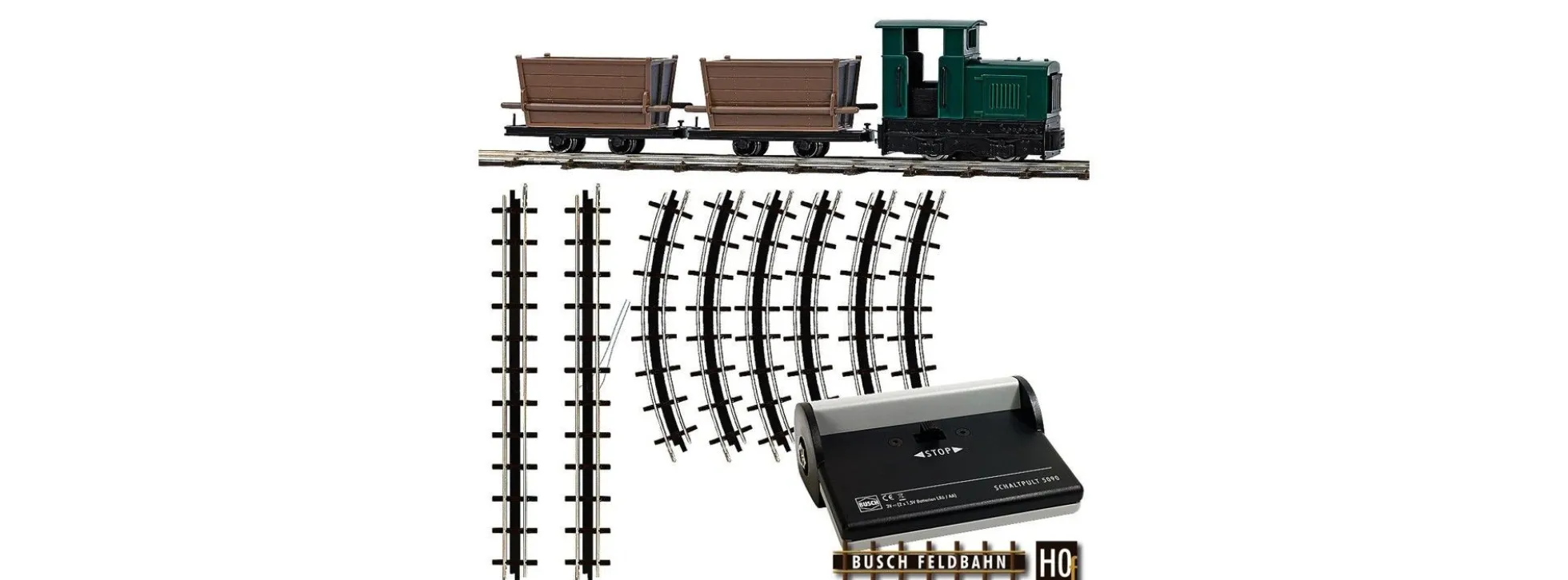 BUSCH 12001 Feldbahn Start-Set mit Torfloren | Spur H0f