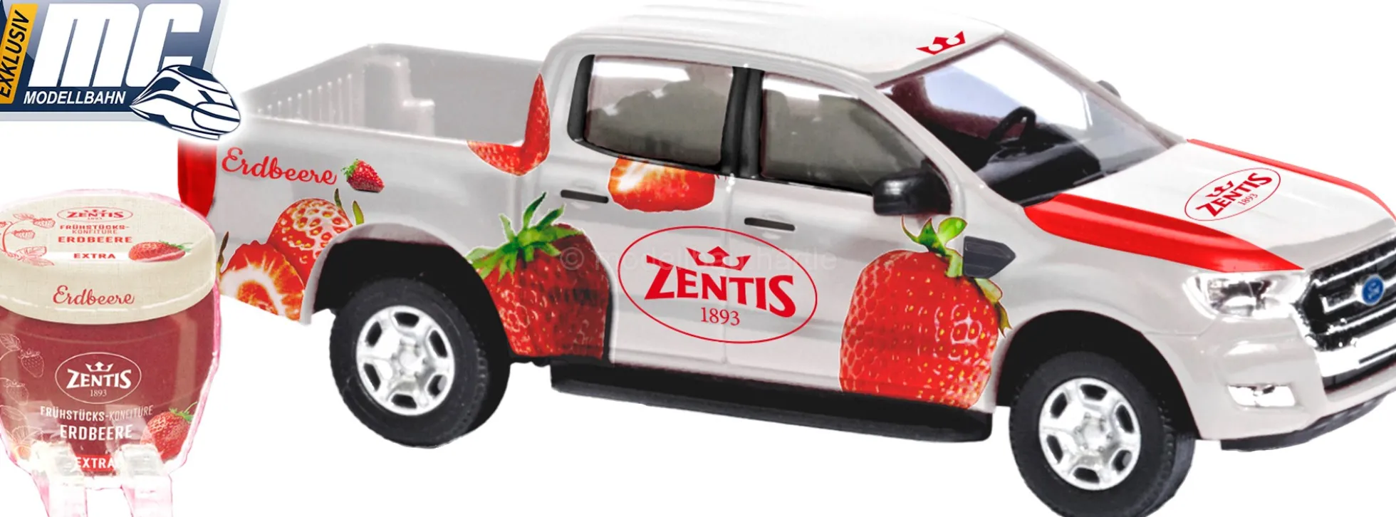 BUSCH 52857 Ford Ranger - Zentis Erdbeere | Modellauto 1:87