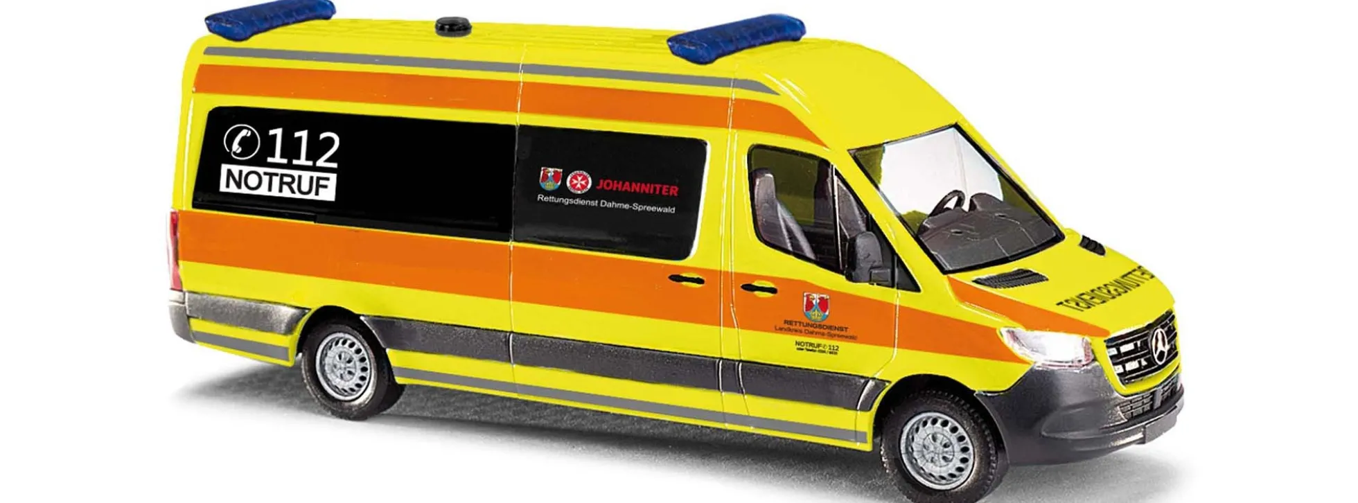 BUSCH 52629 Mercedes-Benz Sprinter Bus Johanniter KTW Dahme Spreewald Blaulichtmodell 1:87
