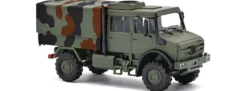 BUSCH 51087 Mercedes-Benz Unimog U5023 Doppelkabine tarnfarben | Militärmodell 1:87