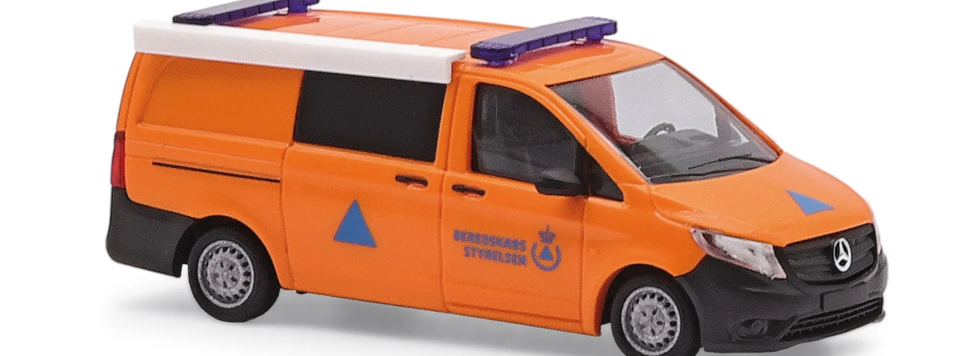 BUSCH 54800 Mercedes-Benz Vito Halbbus BRS THW Dänemark Blaulichtmodell 1:87