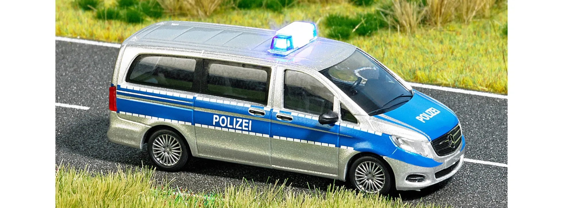 BUSCH 5597 Mercedes-Benz V-Klasse Polizei mit Blinkelektronik Fertigmodell 1:87