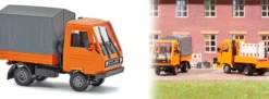 BUSCH 42253 Multicar M26 mit Plane 1991 kommunalorange Automodell 1:87