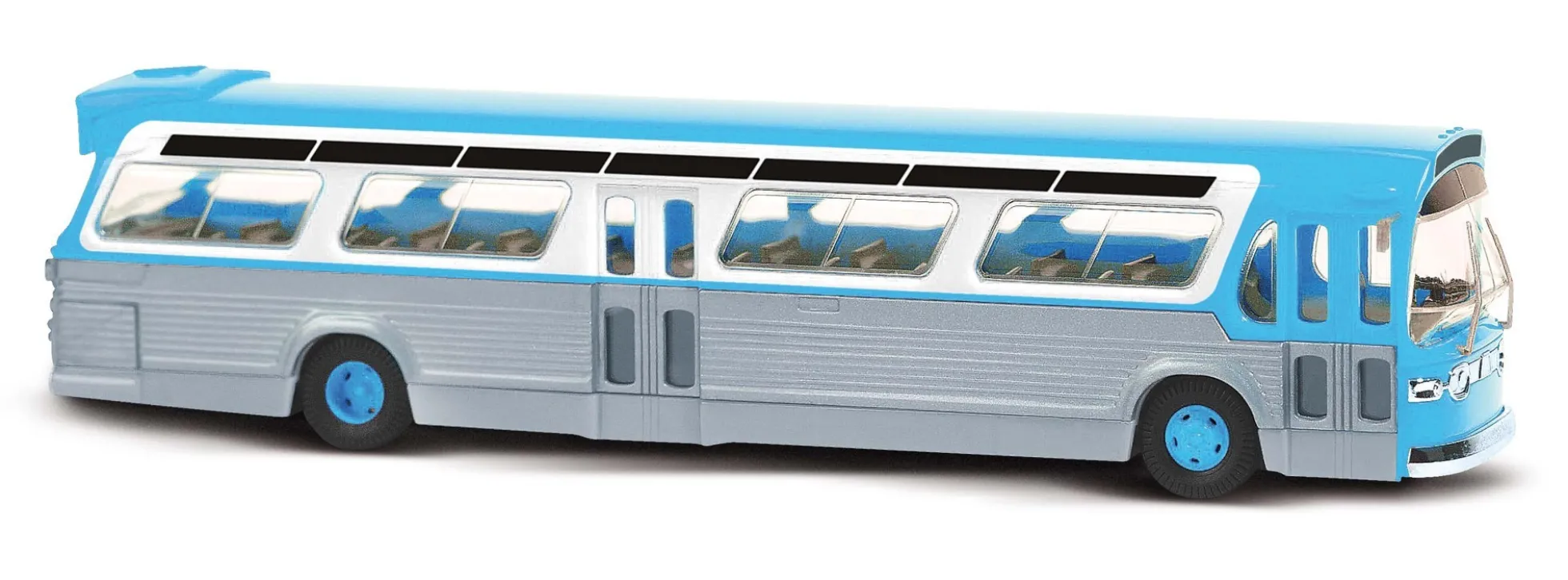 BUSCH 44513 US Bus Fishbowl blau mit Schilder Busmodell 1:87