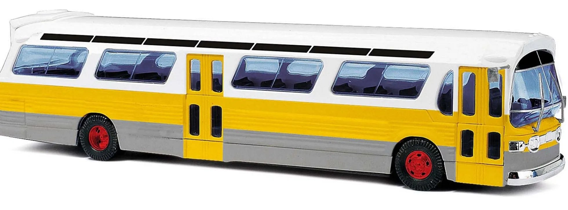 BUSCH 44518 US Bus Fishbowl gelb mit Schilder Busmodell 1:87