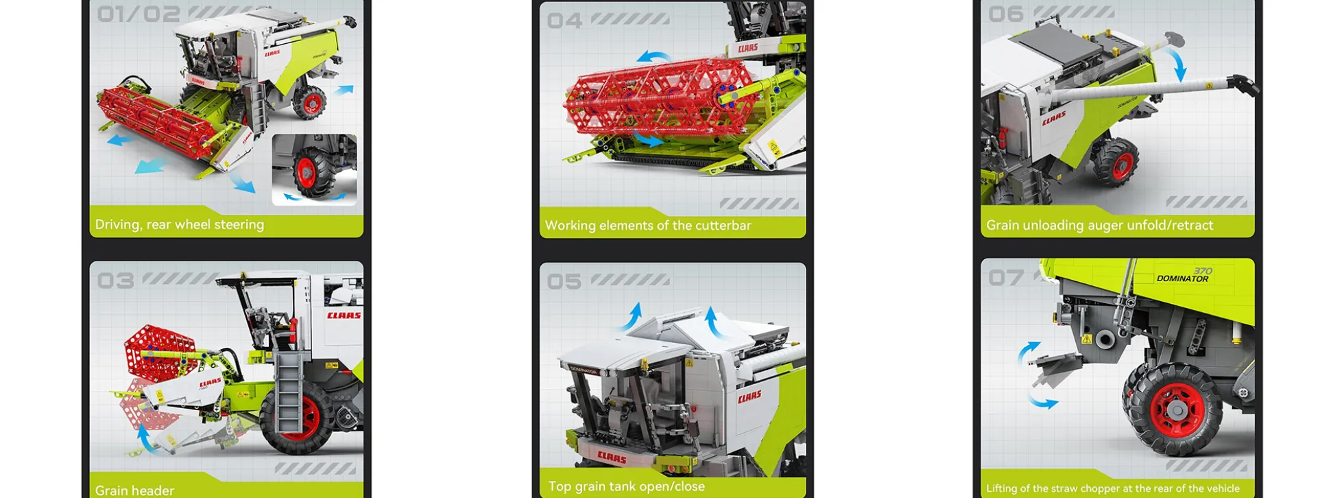 CaDA C61508W Claas Dominator 370 | 2,4 GHz | Landwirtschafts Baukasten 1:18