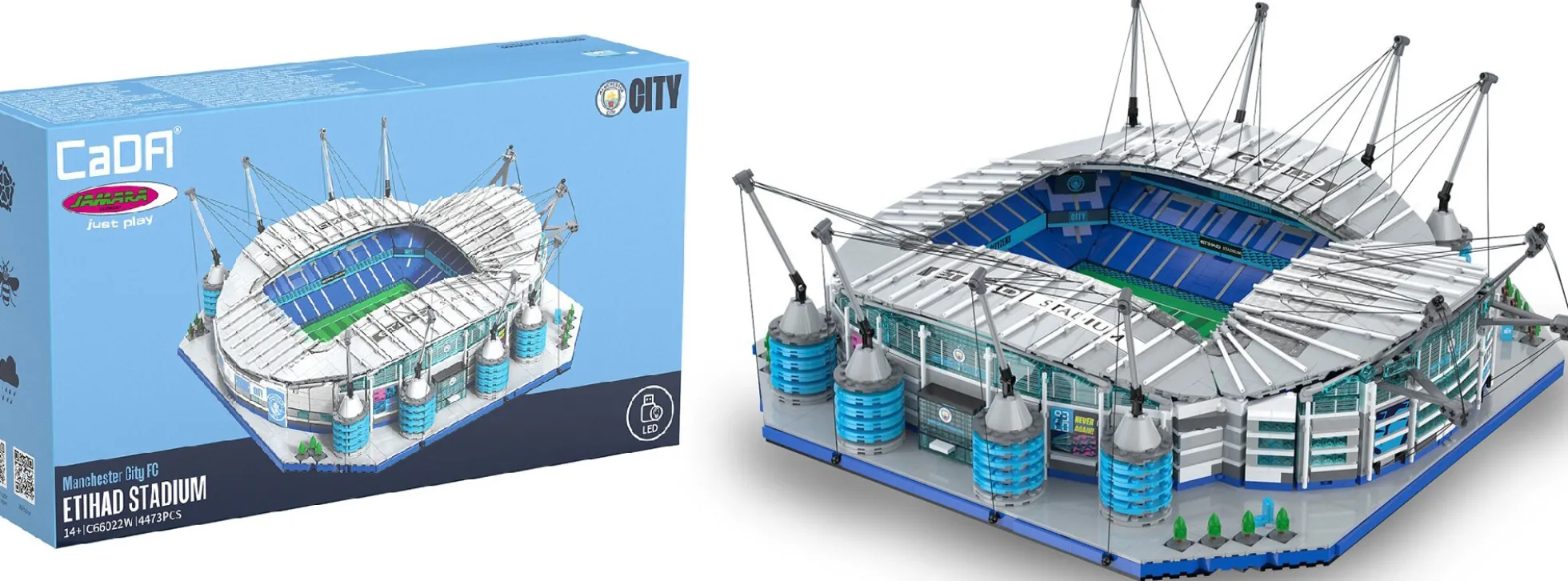 CaDA C66022W Etihad Stadion Manchester City FC | LED Beleuchtung | Gebäude Baukasten 1:400