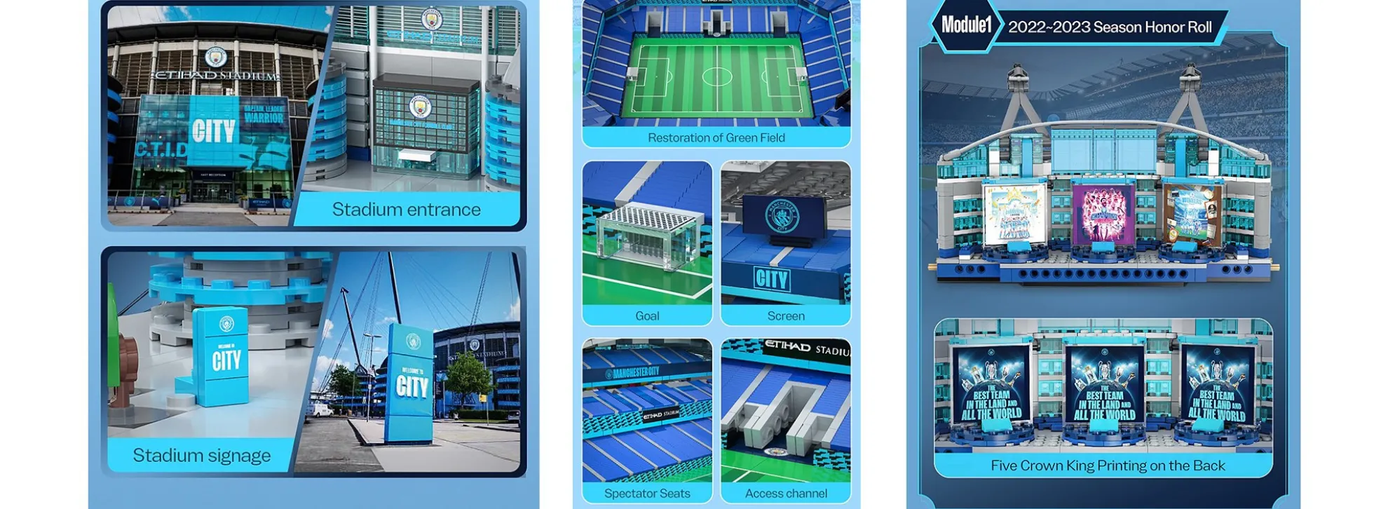 CaDA C66022W Etihad Stadion Manchester City FC | LED Beleuchtung | Gebäude Baukasten 1:400