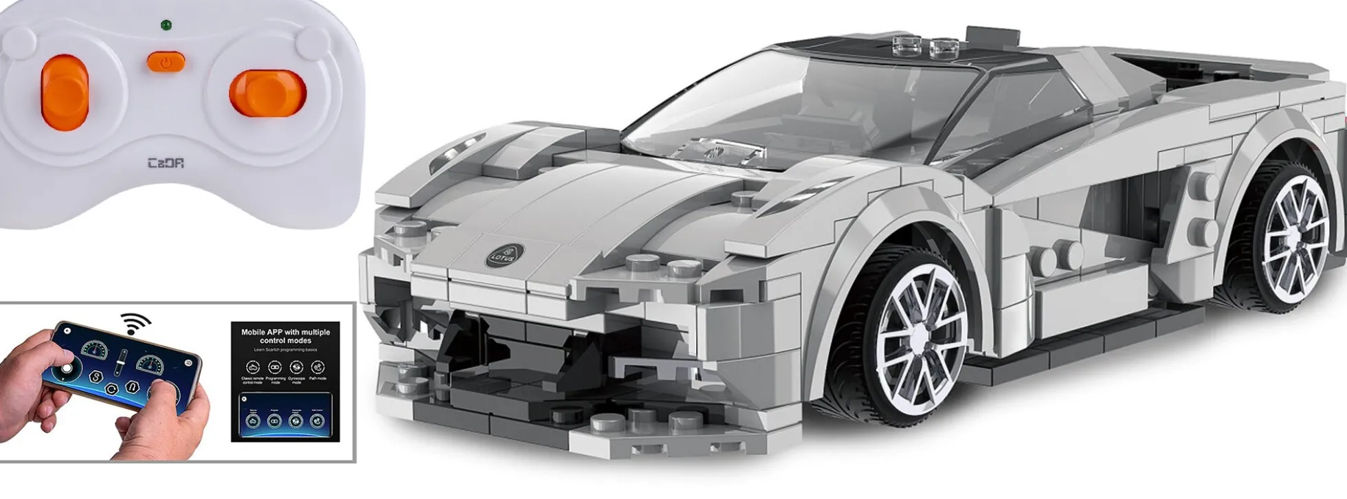 CaDA C51071W Lotus Evi grau | 2.4GHz | RC Auto Baukasten 1:18