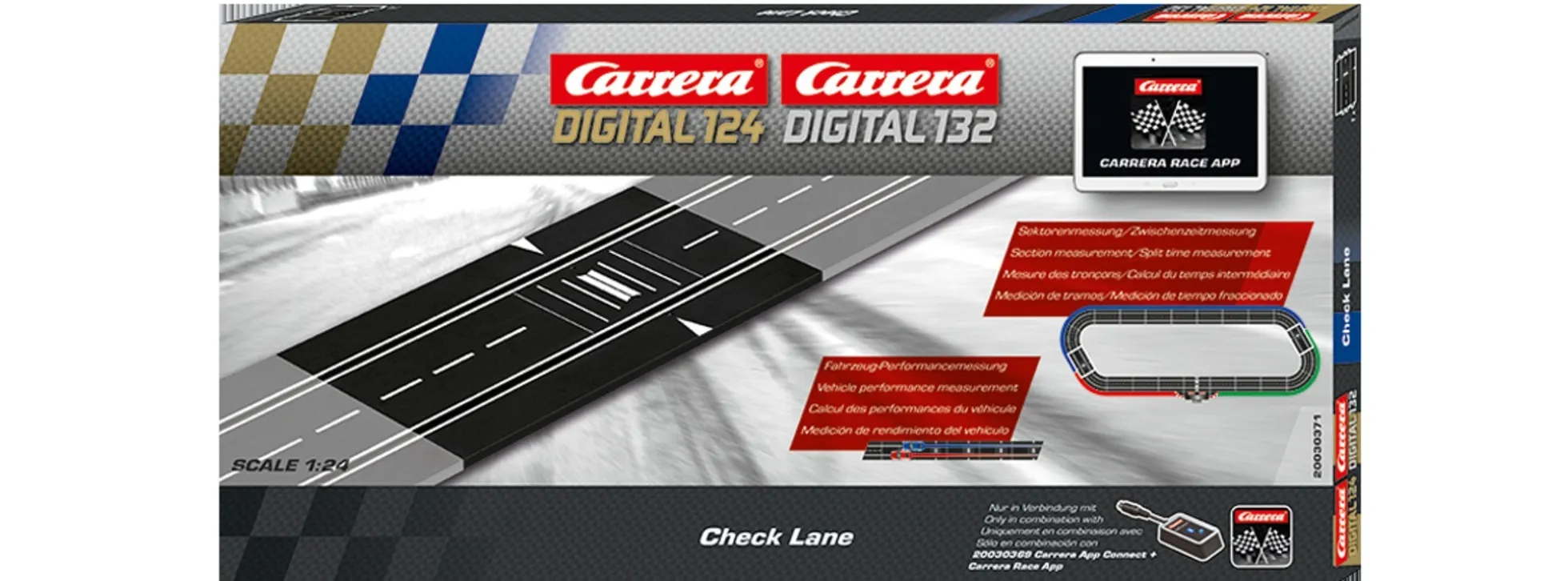 Carrera 30371 Digital 132/124 Check Lane | für Sektorenmessung | Slot-Bahn Zubehör