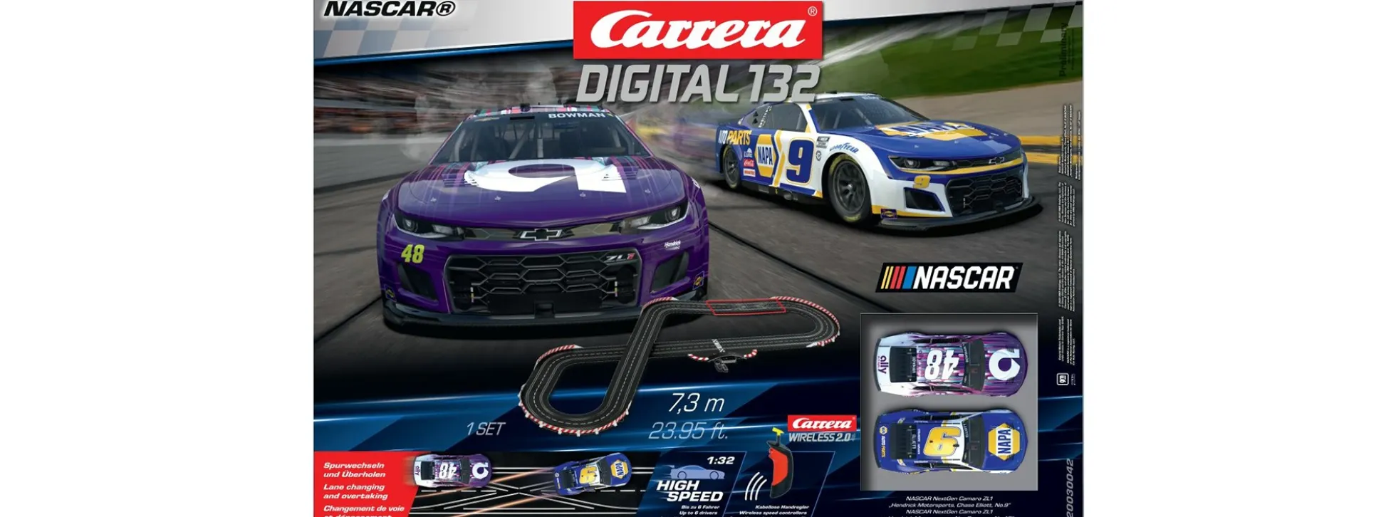 Carrera 30042 Digital 132 NASCAR Daytona Challenge | WIRELESS 2.0 | Autorennbahn Grundpackung 1:32