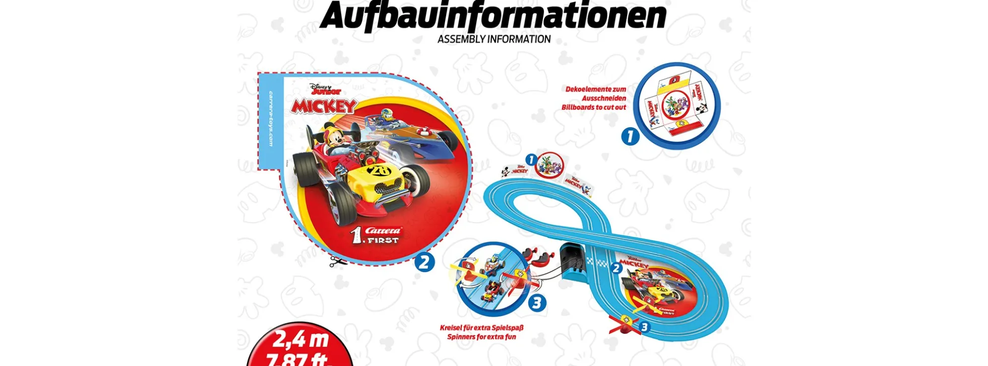 Carrera 63045 FIRST Mickeys Fun Race | Autorennbahn Grundset | ab 3 Jahren