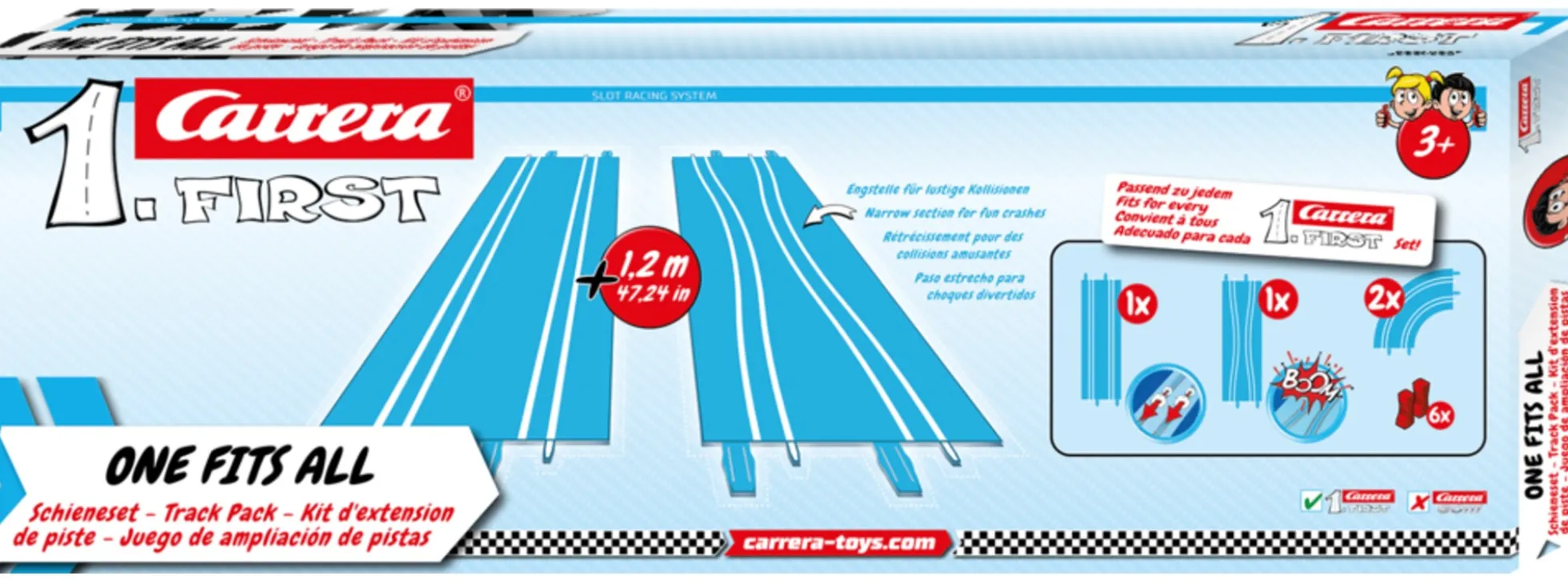 Carrera 67002 FIRST Schienen-Set mit Engstelle | Autorennbahn-Schienen 1:50