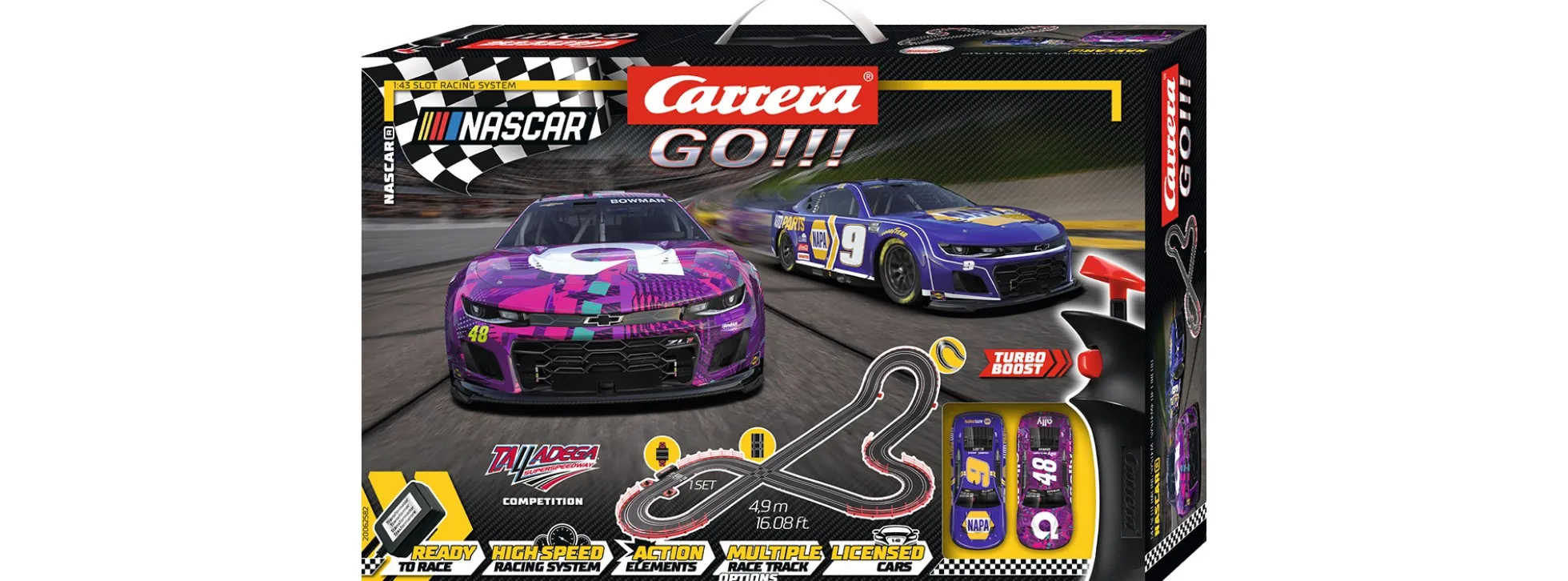 Carrera 62582 Go!!! NASCAR Talladega Competition | Autorennbahn Grundpackung 1:43