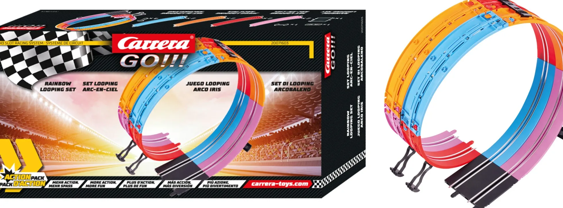 Carrera 71603 Go!!! Rainbow Looping-Set | Autorennbahn Schienen 1:43